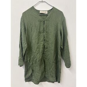 Womens Victoria’s Secret Long Sleeve Silk Nightgown Sleep Shirt Green Small